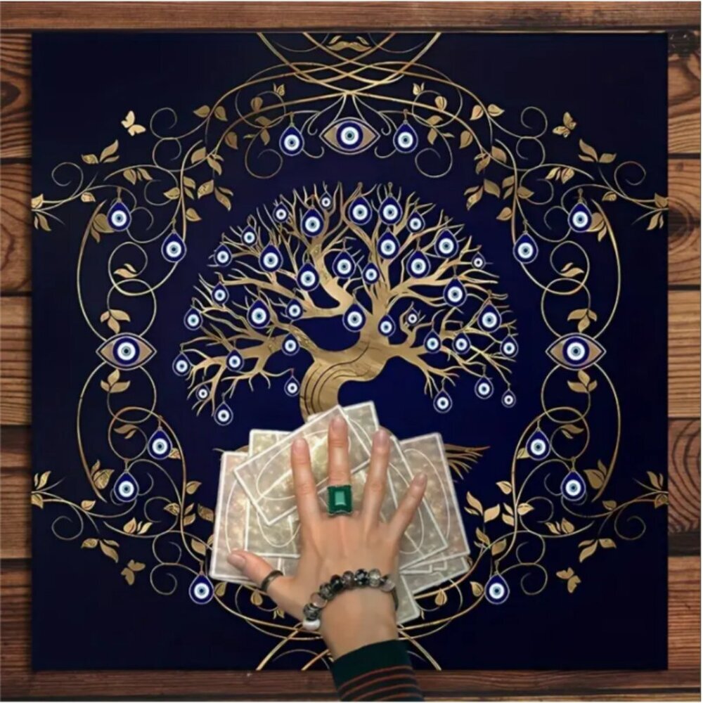 Tree of Life Third Eye Evil Eye Tarot Cloth Tapestry Tablecloth 19 X 19 NWT